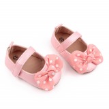 Pantofiori roz sidefat cu fundita (Marime Disponibila: 3-6 luni (Marimea 18