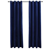 Cumpara ieftin Draperii opace cu inele, 2 buc., albastru, 140x245 cm, catifea