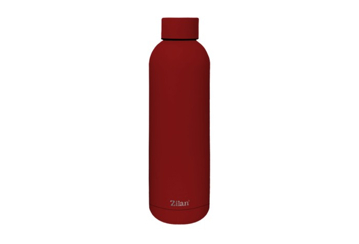 Termos Zilan ZLN9842 tip sticla sport, capacitate 500ml, interior din inox, pereti dublii, rosu