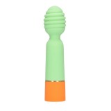 Vibrator LOVELINE Ribbed Mini Vibrator with USB Charger, cu striații pentru stimulare versatilă, 10 funcții de vibrație, 12.2 cm, verde