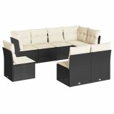 Cumpara ieftin Set mobilier de gradina cu perne, 8 piese, negru, poliratan