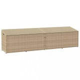 VidaXL Cutie de depozitare de grădină Bej 220x50x58 cm Poly Ratan