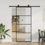 VidaXL Ușă glisantă cu set de feronerie neagră 90x205 cm Sticlă ESG