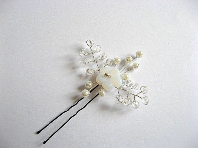 Accesoriu decorativ mireasa ac par pentru nunta din perle, cristale 20316 foto