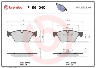 BREMBO P 06 040 PRIME LINE set placute frana,frana disc foto
