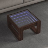 VidaXL Măsuță de cafea cu LED infinity, stejar maro, 50x53x30 cm