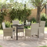 VidaXL Set de masă pentru grădină 5 pcs Gri deschis Rattan poli