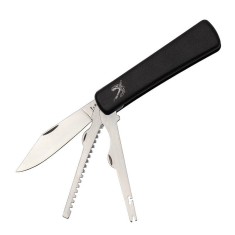 Briceag de buzunar DEPOX&reg;, Fisherman Tool, otel inoxidabil, 17.5 cm, negru