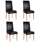 Set 4 huse universale pentru scaun, marime universala, poliester si spandex, 45 x 60 cm, imiatie piele negru Household NewTrend