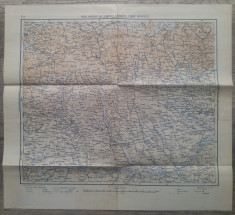 Sibiu, Brasov, Bucuresti, Craiova, Vidin, Rusciuk// harta militara 1939 foto