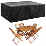 Husa protectie mobilier gradina vidaXL 242x162x100cm, PE, neagra, impermeabila, anti-UV, cu ocheti si franghie