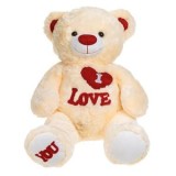 Ursulet de Plus Bej cu Inima Rosie si Detalii Glitter, 50cm, CMCLASS
