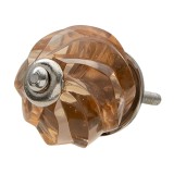 Cumpara ieftin Buton mobila rotund din fier si sticla maro 4x3 cm