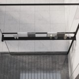 vidaXL Raft Duș Cabină, Aluminiu Negru, 118cm - Suport Prosoape, Șampon, Accesorii Baie