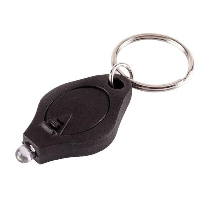Mini lanterna LED, breloc pentru chei, camping, baterii inlocuibile, 40mm, negru foto