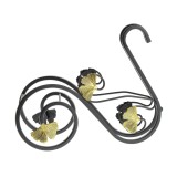 Suport sticle vin din metal negru cu decor frunze aurii