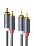 CABLU audio Ugreen, &quot;AV104&quot; 2 x RCA (T) la 2 x RCA (T), 3m, conectori auriti, negru &quot;10519&quot; (timbru verde 0.18 lei) - 6957303815197