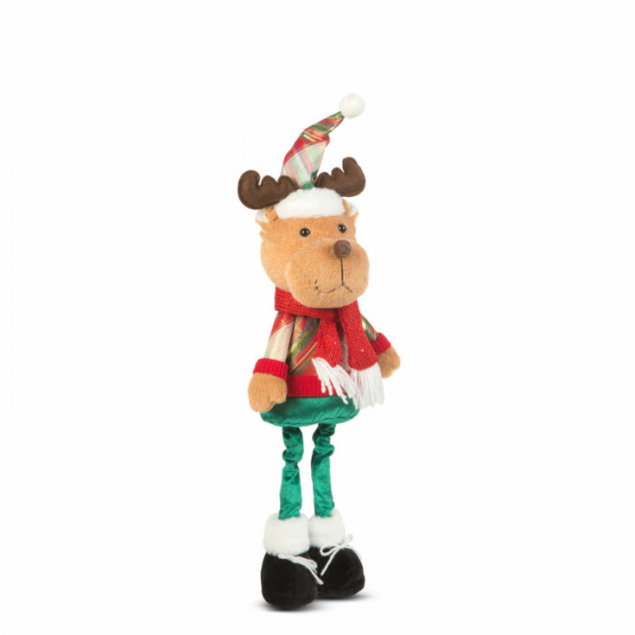 Figurină elf din material textil de Crăciun - 65 x 18 x 13 cm - reni