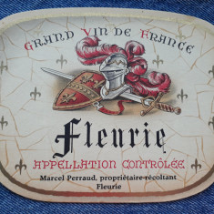 Fleurie - Marcel Perraud / eticheta veche sticla de vin Franta