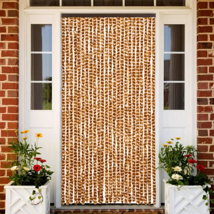 Perdea pentru insecte, ocru și alb, 100 x 220 cm, chenille