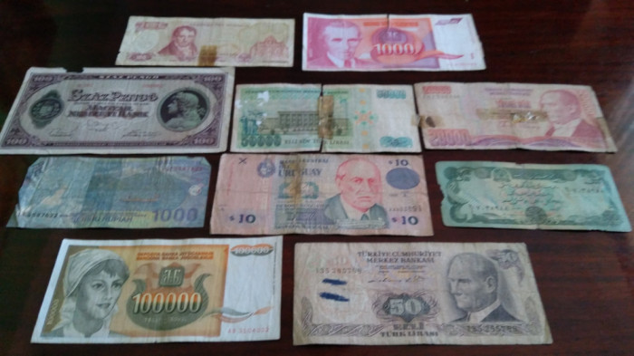 10 bancnote rupte, uzate, cu defecte (cele din imagine) #20