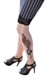 F128 Ciorapi trei sferturi cu model imitatie tatuaj, Marime universala