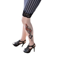 F128 Ciorapi trei sferturi cu model imitatie tatuaj