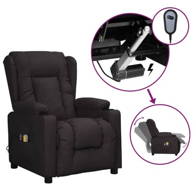 vidaXL Fotoliu de masaj electric, negru, piele ecologică foto