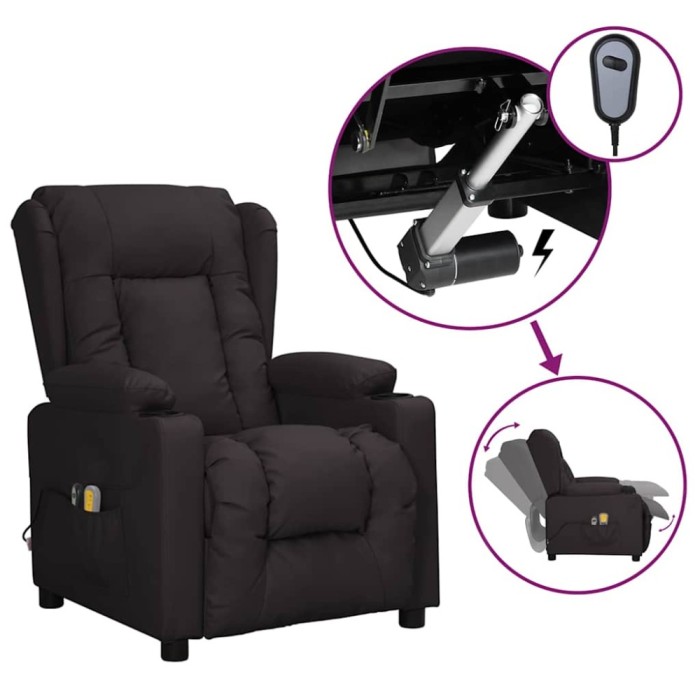 vidaXL Fotoliu de masaj electric, negru, piele ecologică