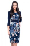 U626-4428 Rochie cu decolteu rotund si imprimeu floral, L, L/XL