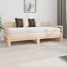vidaXL Pat de zi extensibil, 2x(90x190) cm, lemn masiv de pin foto