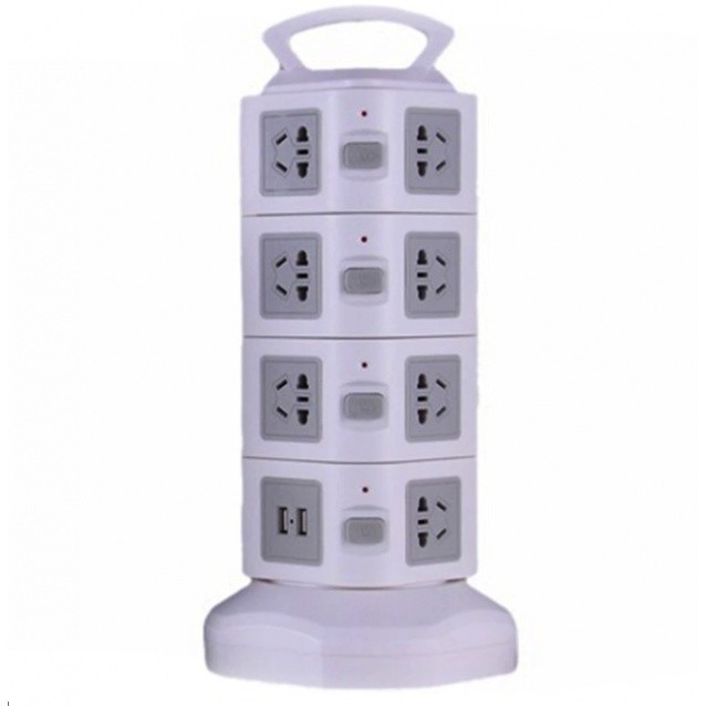 Prelungitor vertical universal cu 4 nivele, 16 prize si 2 porturi USB