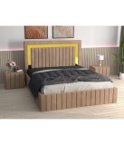 Pat Tapitat Ianis Crem + Saltea Lux Ortopedica + Noptiere Tapitate 160x200cm