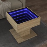 VidaXL Măsuță de cafea cu LED stejar sonoma 50x50x45 cm lemn prelucrat