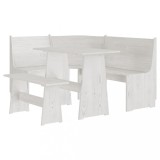 Set mobilier de bucatarie &bdquo;REINE&rdquo;, 3 piese, alb, lemn masiv pin