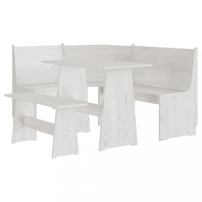 Set mobilier de bucatarie &bdquo;REINE&rdquo;, 3 piese, alb, lemn masiv pin