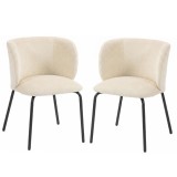 HOMCOM Set de 2 scaune de dining tapițate din chenille, spătar &icirc;nfășurător, sarcină 120 kg, 57 x 58 x 77 cm, Bej | Aosom Romania