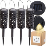 Set 4 lampi LED Solare de Gradina cu picior si agatatoare tip Felinar, AVEX