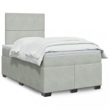 VidaXL Pat continental cu saltea, gri deschis, 120x200 cm, catifea 3290876