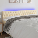 Tablie de pat cu LED, crem, 200x7x78/88 cm, textil GartenMobel Dekor, vidaXL