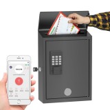Cutie Postala Metalica Smart de exterior / interior, 4 moduri de deblocare, Cheie, OTP, Apicatie, Wi-Fi, 370x260x100mm, Negru