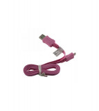 Cablu de date USB la Micro USB Ultra plat-Lungime 95cm-Culoare Roz, Otb