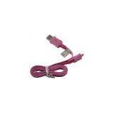 Cablu de date USB la Micro USB Ultra plat-Lungime 95cm-Culoare Roz