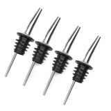 Cumpara ieftin Set 4 picuratoare profesionale negre 10.5 cm, diametru 2.5 cm, dopuri dozatoare din inox cu etansare din silicon pentru bauturi