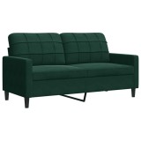 Cumpara ieftin Canapea cu 2 locuri, verde inchis, 140 cm, catifea