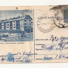 RF24 -Carte Postala- Orasul Stalin, cartierul Steagul Rosu, circulata 1954