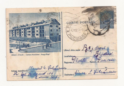 RF24 -Carte Postala- Orasul Stalin, cartierul Steagul Rosu, circulata 1954 foto