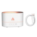 Umidificator de aer tip Semineu cu flacara, 4.5 W, 250 ml, cablu incarcare USB-C, functia aromaterapie, alb, Oem