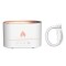 Umidificator de aer tip Semineu cu flacara, 4.5 W, 250 ml, cablu incarcare USB-C, functia aromaterapie, alb