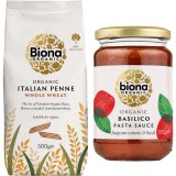 Pachet Penne Integrale din Grau Dur Ecologice/Bio 500g + Sos de Rosii cu Busuioc pentru Paste Ecologic/Bio 350g